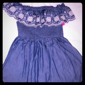 Xhilaration Scalloped Off Shoulder Denim Dress